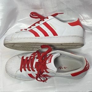 Sz.9.5 - Adidas Superstar Cloud White Vivid Red